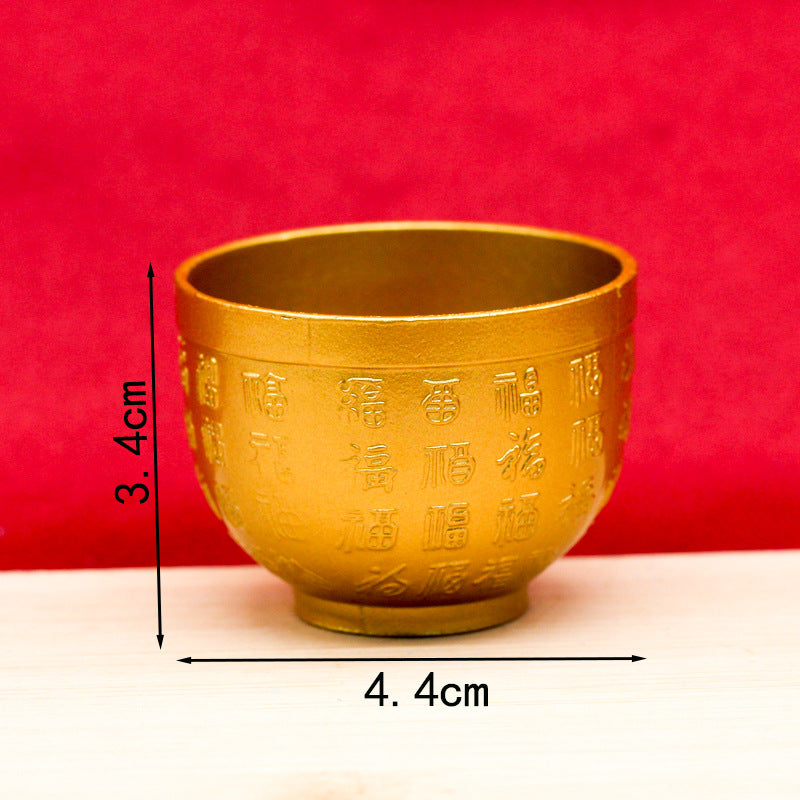 Copper Wine Cup Set - Large, Medium, Small - Pure Brass Antique Stemmed Cup for Offering, Feng Shui God of Wealth, Water Cup - BsBuy