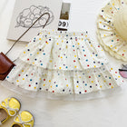 Cute Polka Dot Outfit for Girls, Baby Doll Collar Sleeveless Top with Layered Skirt Two-Piece Set, Fashionable Casual Wear - BsBuy