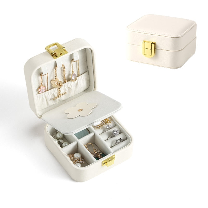 Casegrace PU Leather Mini Jewelry Box Organizer for Jewelry Earrings Necklace Ring Storage Casket Travel Portable Jewellery Case - BsBuy
