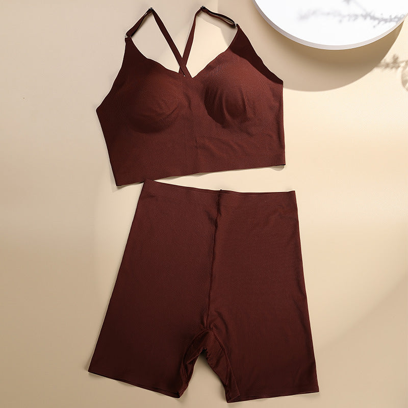 Sports Yoga Bra Set | Wire-Free Gathering Beautiful Back | Seamless All-Season