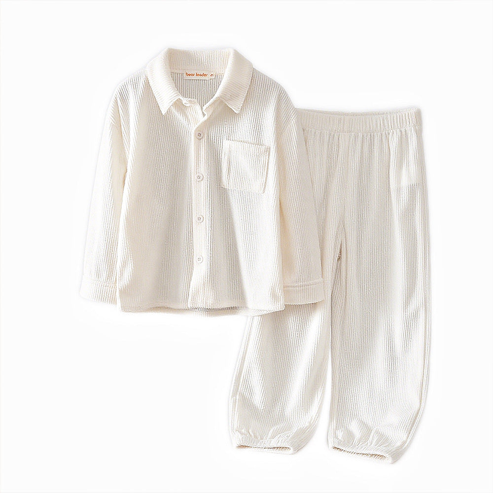 Cute Girls' Two-Piece Set Autumn Knit Corduroy Long Sleeve Jacket and Pants Set - BsBuy