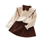 Charming Knitted Sweater and Pleated Skirt Set for GirlsSpring and Autumn Fashion Two-Piece Princess Dress Outfit - BsBuy