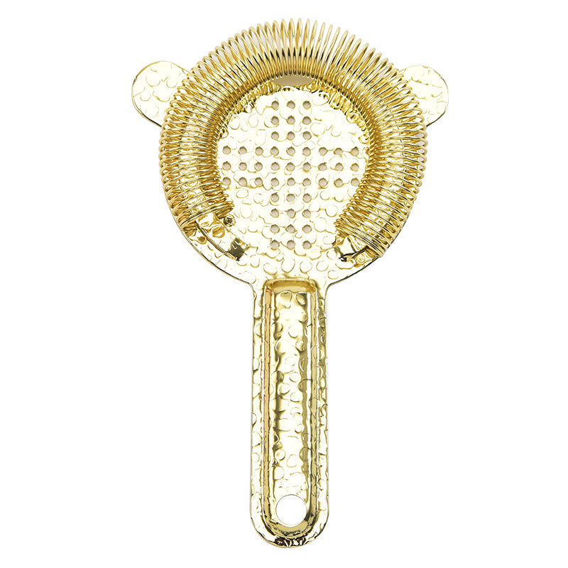 304 Stainless Steel Cocktail Ice Strainer — Spring-Loaded Cross Pattern Filter | Natural, Black, Gold & Rose Gold - BsBuy