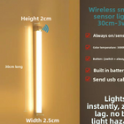 Rechargeable LED Cabinet Light – Motion Sensor Under-Cabinet Strip Light - 1w / 30cm-3w warm light