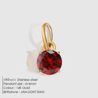 Birthstone Zircon Necklace Pendant — Stainless Steel Round Charm | 12 Months | Gold & Steel - BsBuy