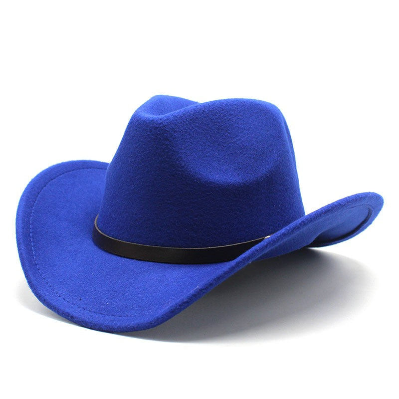 Western Wide-Brim Jazz Hat — Felt & Satin Unisex Cowboy Hat | 8 Colours | One Size