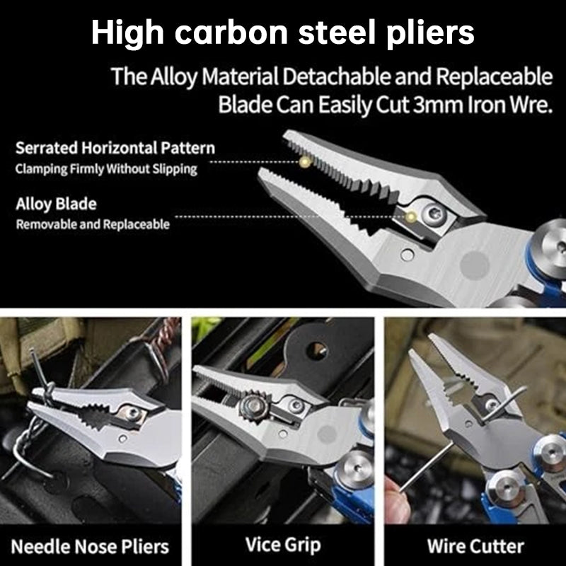 Compact Folding Multi-Tool with Pliers & Blade, Portable Camping & Vehicle Emergency Tool - BsBuy