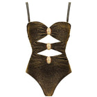 Hollow Metal Circle Buckle Decorated One-Piece Swimsuit Set for Women - BsBuy
