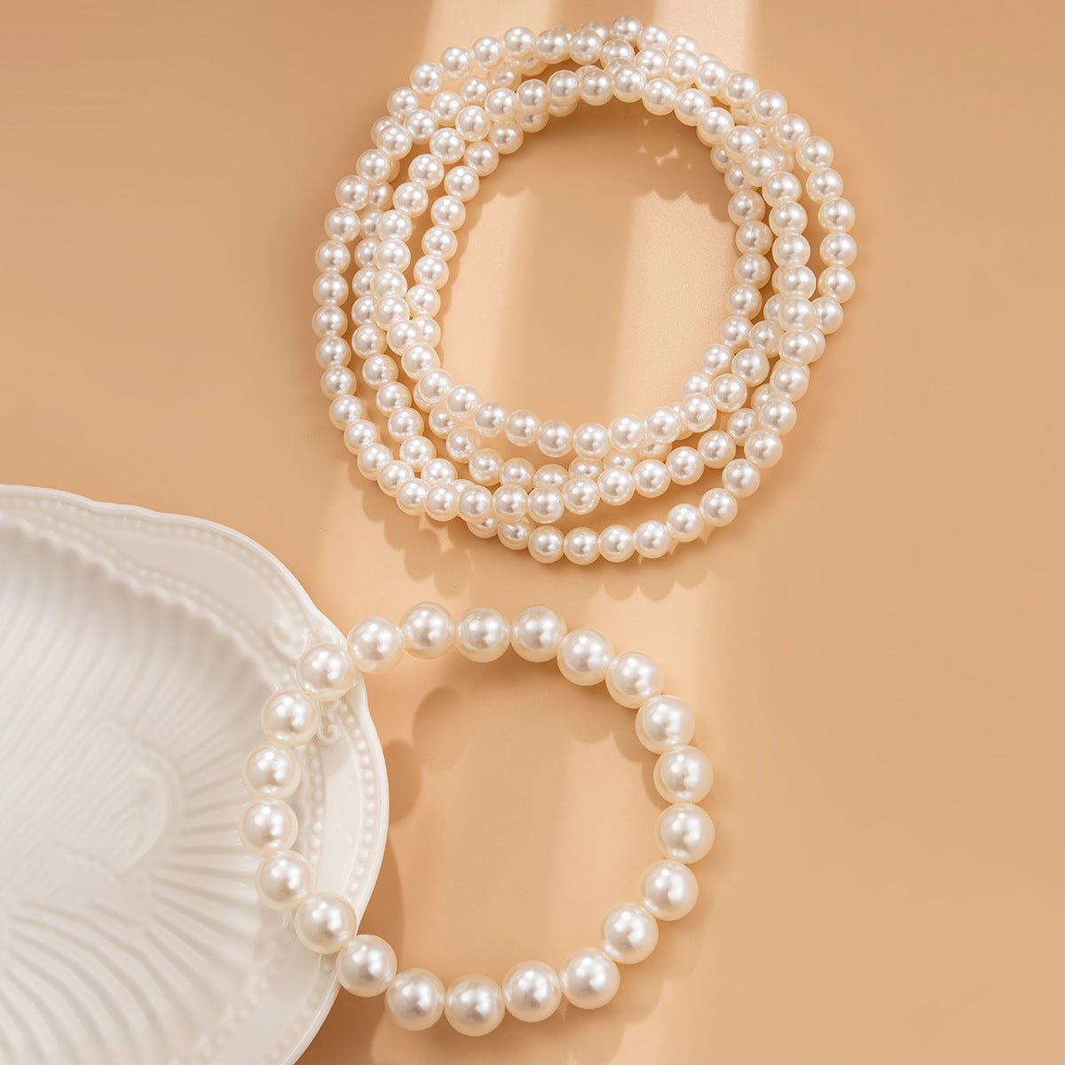 Double-Layer Imitation Pearl & Bead Ankle Chain for Women — Light Luxury Layered Anklet - BsBuy