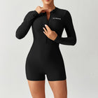 Solid color long sleeved one-piece flat angle swimsuit - BsBuy
