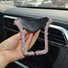 Universal Car Phone Holder with Bing Crystal Rhinestone Car Air Vent Mount Clip Cell Phone Holder for iPhone Samsung Car Holder - AB pink