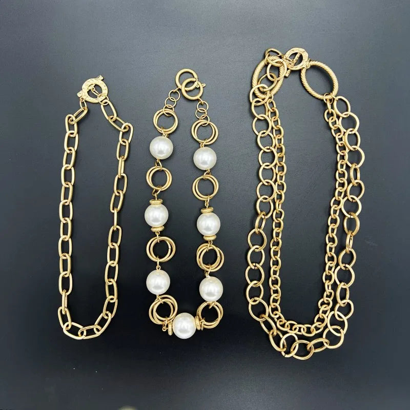 Vintage Pearl Chain Necklace – Multi-Wear Layering Style