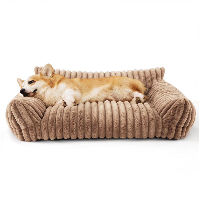 Luxury Pet Sofa Bed with Removable Washable Cover – All-Season Rabbit Fur Plush Dog Bed - BsBuy