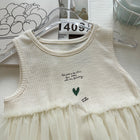 Summer Girls' Outfit Set  Letter Print Mesh Tank Top Polka Dot Wide Leg Pants Two-Piece Set - BsBuy