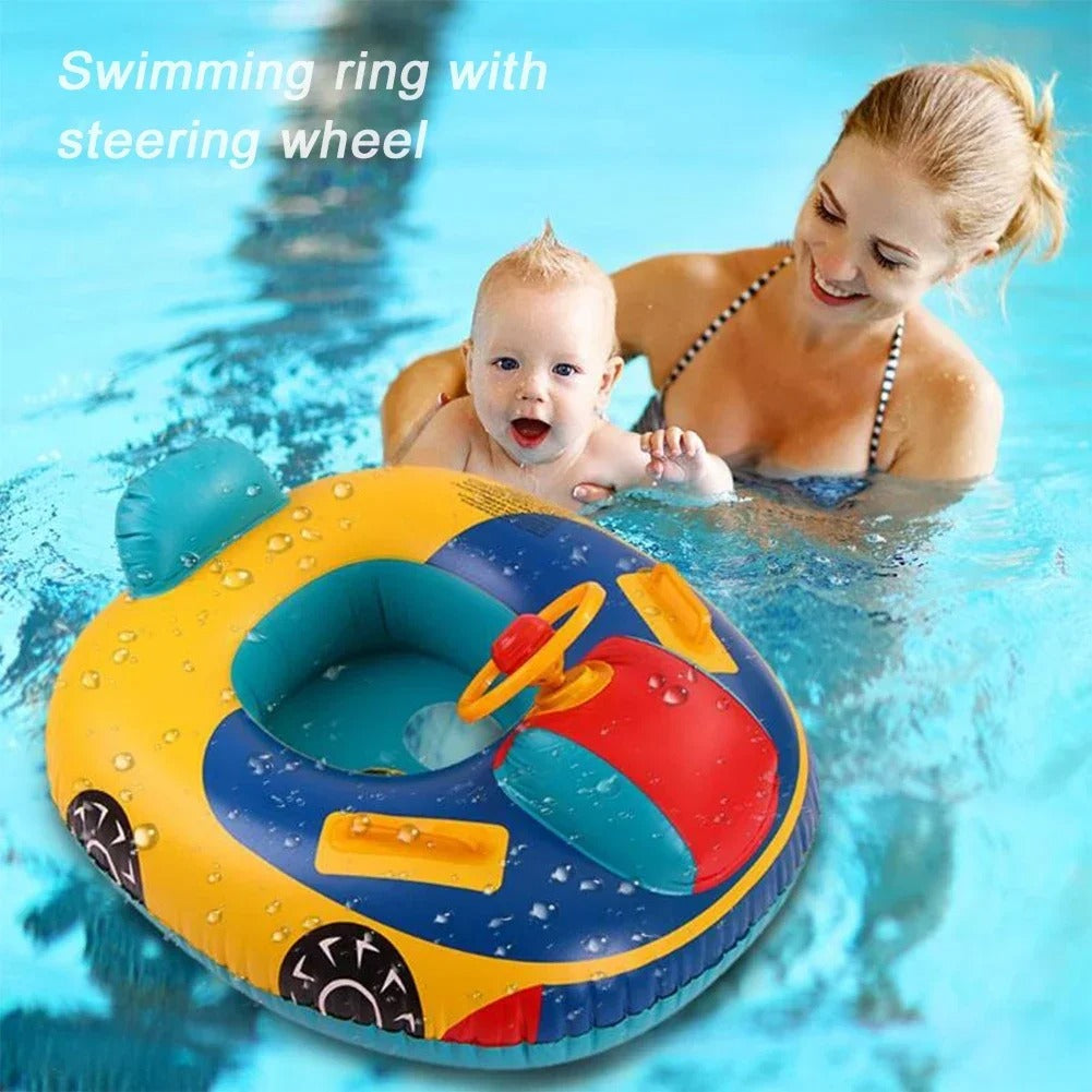 Infant and toddler swimming ring car swimming ring with steering wheel seat ring baby seat ring inflatable swimming ring - BsBuy