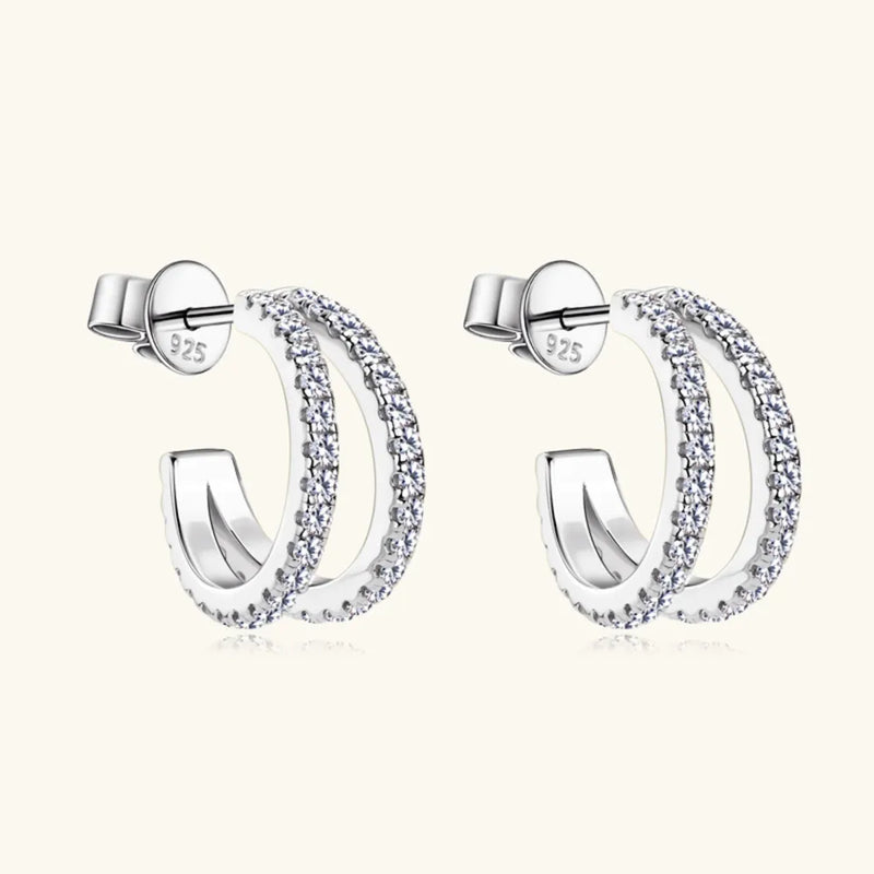 Moissanite 925 Sterling Silver C-Hoop Earrings - BsBuy