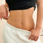 Luxe Double-Layered Waist Chain — Pearl & Geometric Sequin Body Jewellery - BsBuy