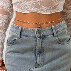 Bohemian style inlaid colorful crystal body chain ins style alloy versatile waist chain - BsBuy
