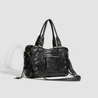 French retro motorcycle bag, single shoulder crossbody bag, tote bag, large capacity bag for women, washed bag - BsBuy