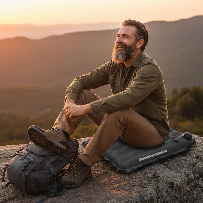 Self-Inflating Seat Cushion Thickened Camping Mat Lightweight Waterproof Foldable Stadium Chair Pad - BsBuy