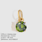 Birthstone Zircon Necklace Pendant — Stainless Steel Round Charm | 12 Months | Gold & Steel - BsBuy