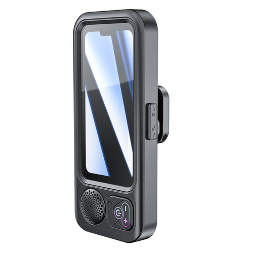 Bathroom Waterproof Phone Case with Bluetooth Speaker Stand and Touch Screen Phone Holder for Shower - Black