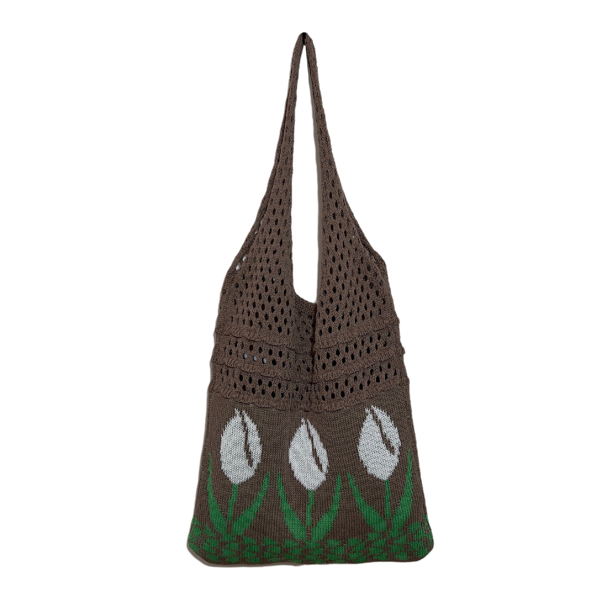 New Flower Bag Tulip Bag Retro Knitted Bag Handbag Shoulder Bag Woolen Bag for Women - BsBuy