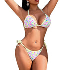 Printed lace up one-piece swimsuit