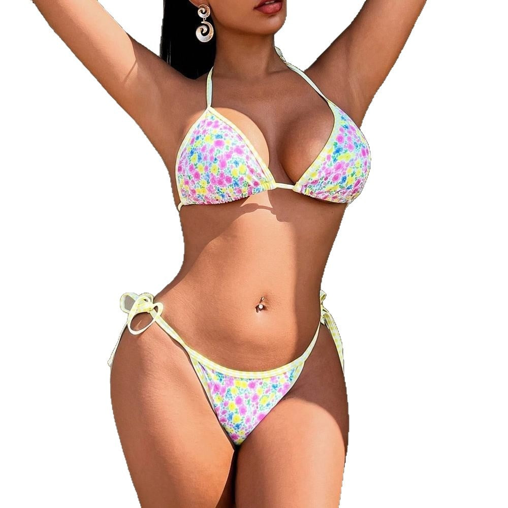 Printed lace up one-piece swimsuit - BsBuy