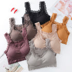 Women's Lace Sports Bra — Cotton Yoga & Fitness Crop Top | One Size - BsBuy
