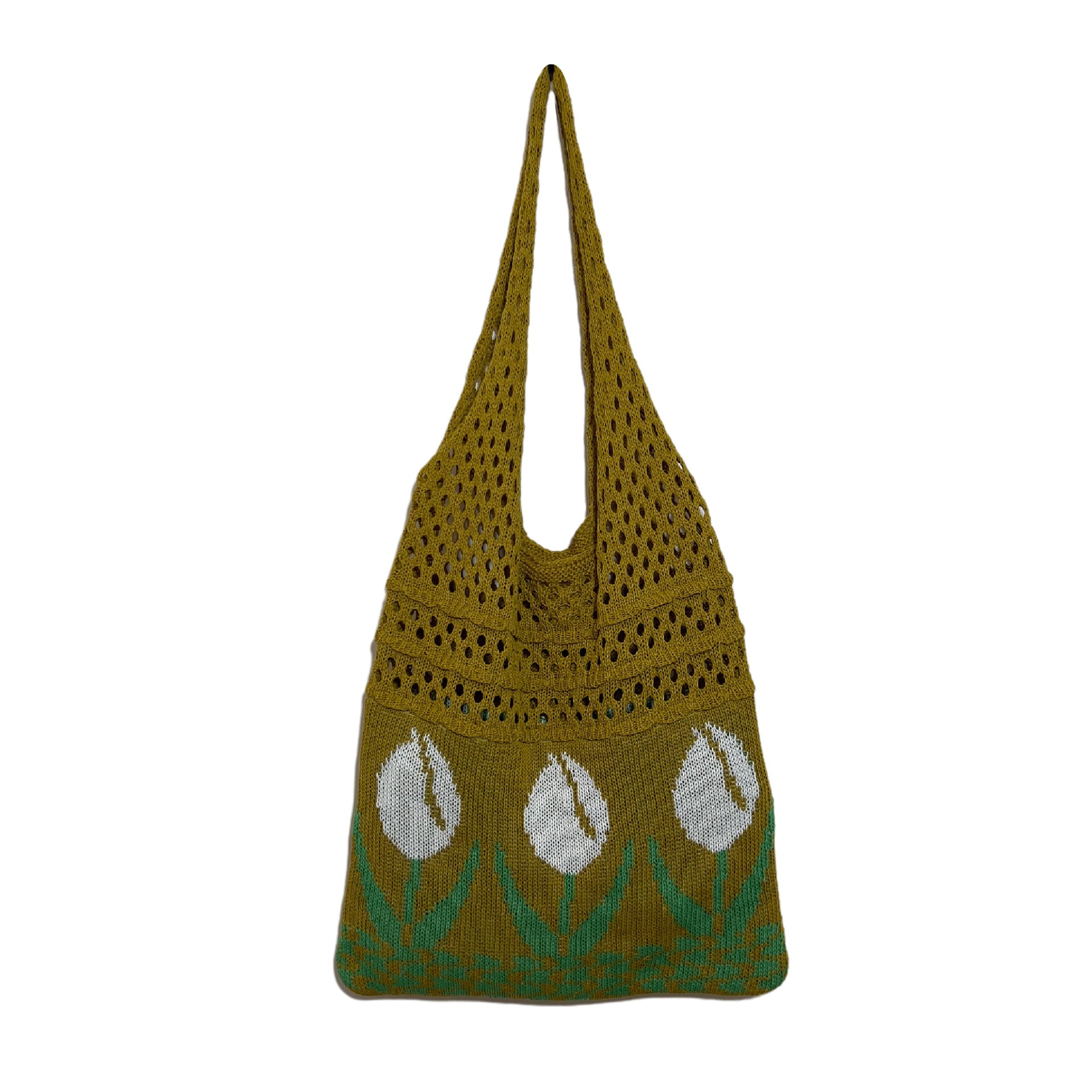 New Flower Bag Tulip Bag Retro Knitted Bag Handbag Shoulder Bag Woolen Bag for Women - BsBuy
