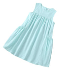 Fresh Mint Color Sleeveless Cotton Cool-Feeling A-Line Princess Dress - BsBuy