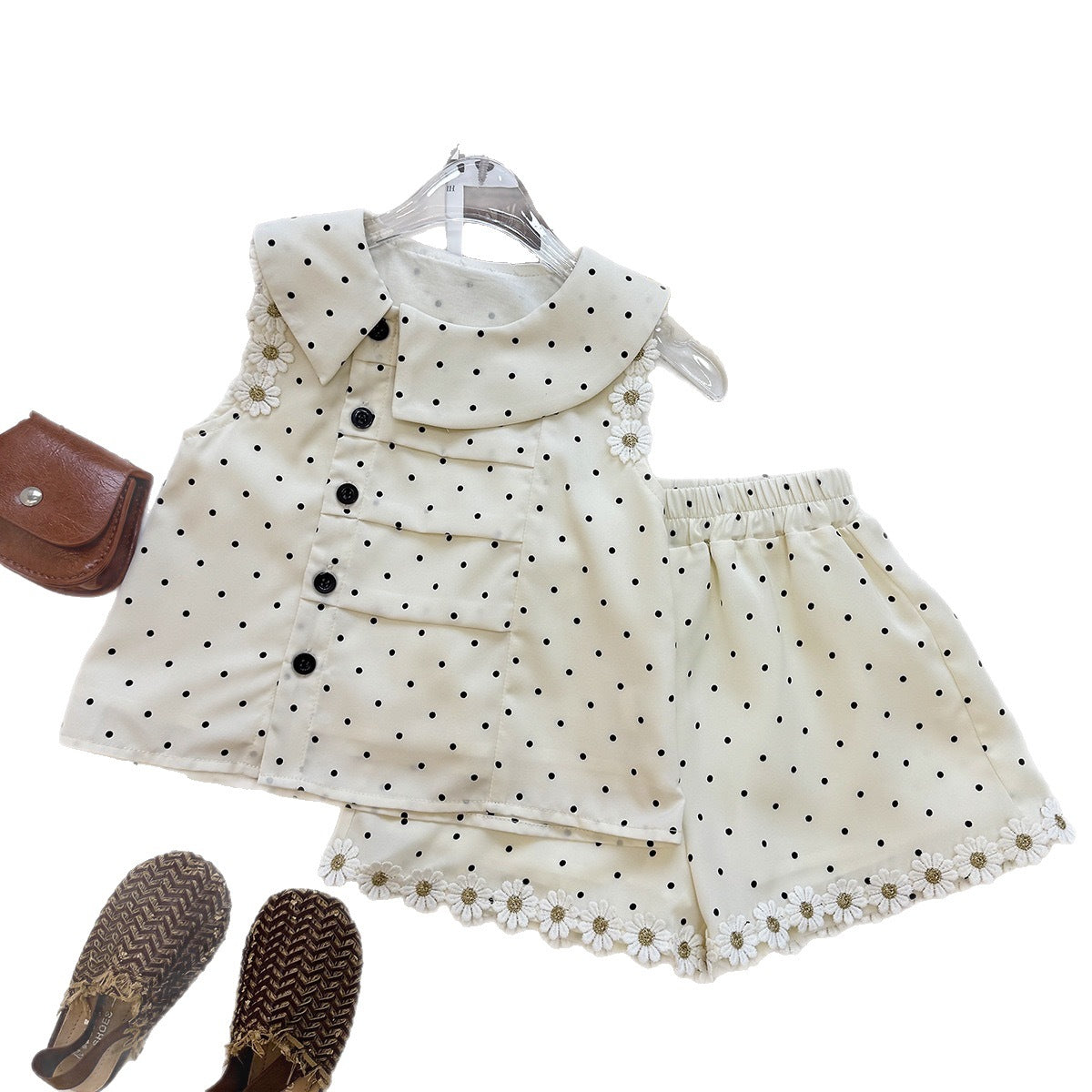 Girls' Polka Dot Sleeveless Top & Ruffle Shorts Set | Sweet Summer Two-Piece Outfit