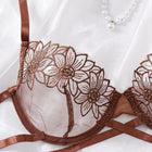 Embroidered Sexy Bra Women's Delicate Mesh Bra Comfortable Cotton Crotch Hollow Out Tempting Thong Set - BsBuy