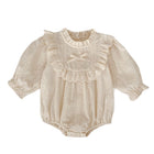 Spring and Autumn Baby Romper, Long Sleeve Embroidered Onesie with Lace Collar, Cotton Baby Outfit for Girls - BsBuy