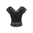 V-Neck Lace Top with Built-In Bra — No Bra Needed | Short Sleeve | White, Black & Apricot - BsBuy