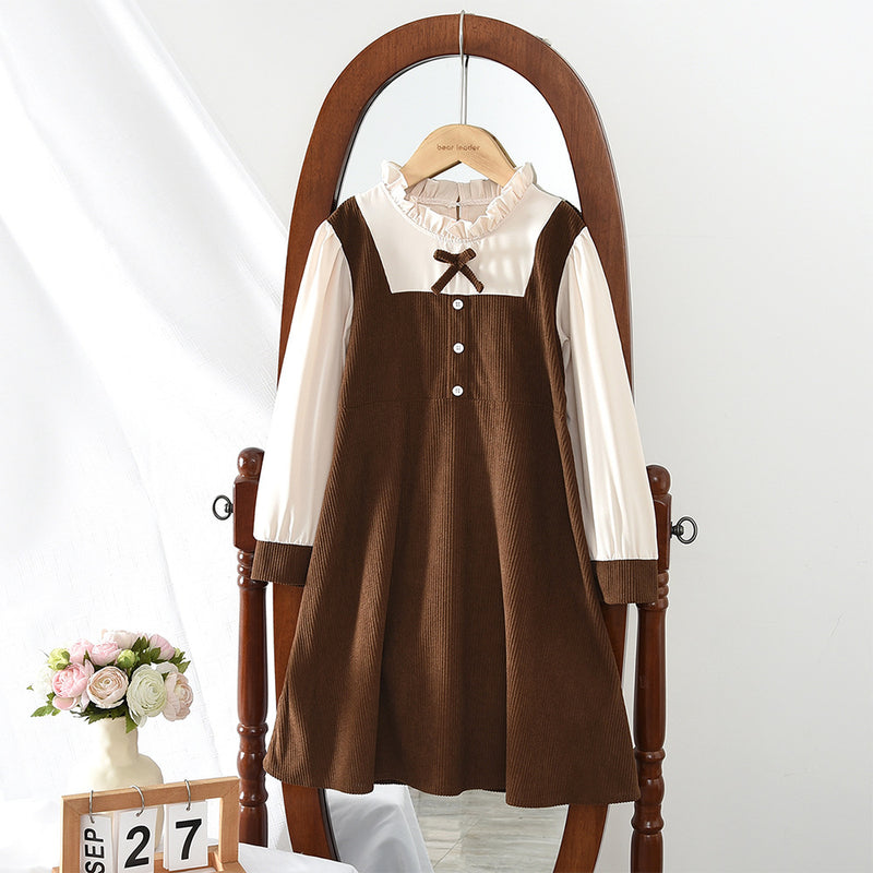 Girls' Dress Spring Autumn Fashion Two-Piece Style Charming Princess Dress for Middle and Big Kids Sweet Design - BsBuy