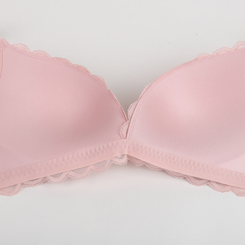 Wire-Free Lace Lingerie Set — Push-Up Bralette & Panty | 3/4 Cup | Black, Pink & White - BsBuy