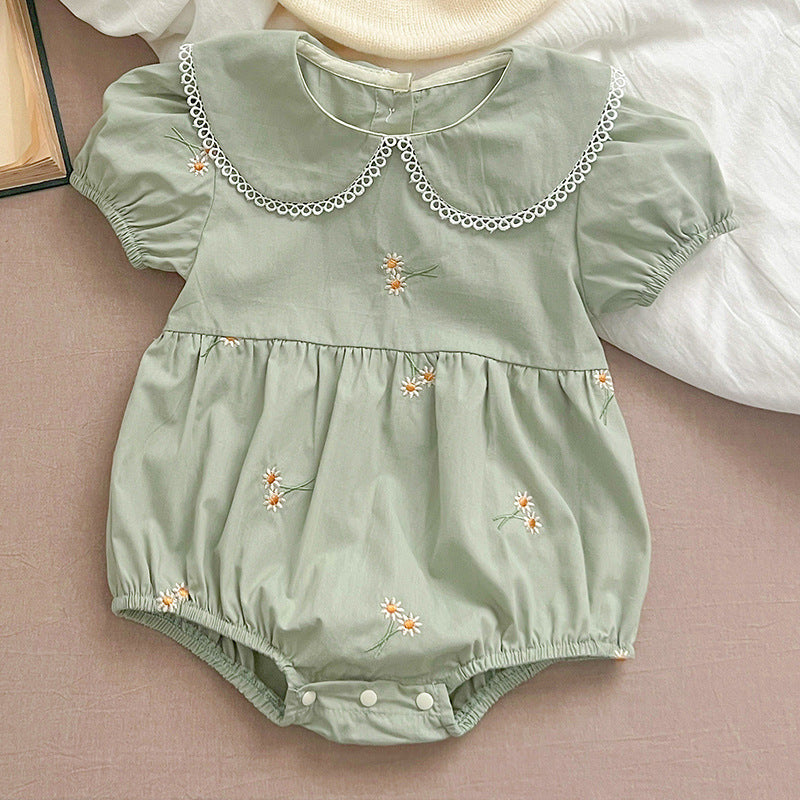 Baby Girl Clothes Infant Romper Summer New Embroidered Short Sleeve Onesie Bodysuit Outing Wear Kids Clothing - BsBuy