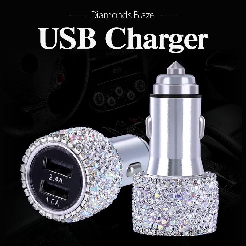 USB Car Charger For Mobile Phone Tablet GPS Fast Charger Car-Charger Dual USB Car Phone Charger Data Line Wire in Car Ornaments - BsBuy