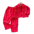 Girls' Cargo Outfit Fashionable Denim Two-Piece Set for Kids Spring and Autumn - BsBuy