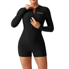 Solid color long sleeved one-piece flat angle swimsuit - BsBuy