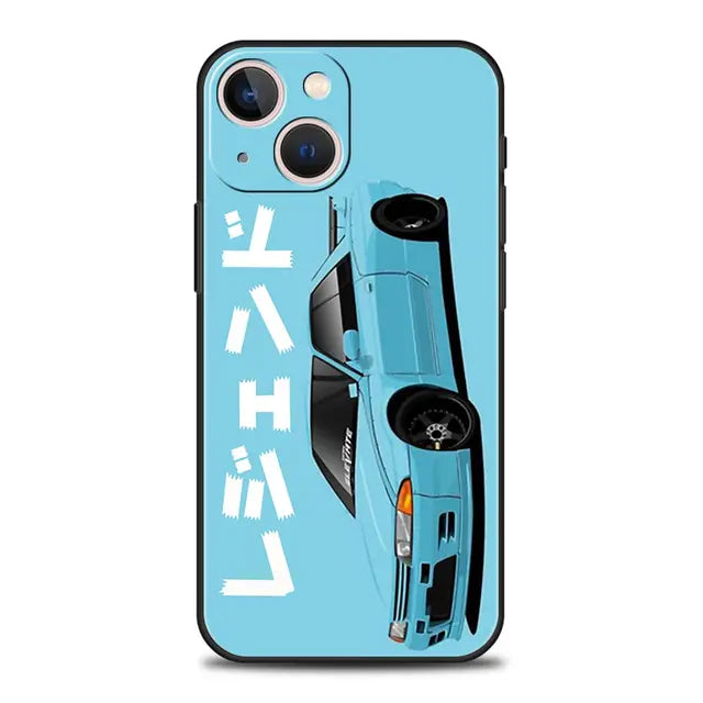Luxury Phone Case For iPhone 11 12 13 15 14 Pro Max X XR XS 7 8 Plus SE 2020 Black Soft Cover Funda JDM Tokyo Drift Sports Car - BsBuy