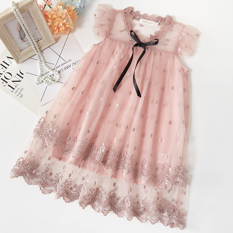 Cute Princess Style Children's Dress with Embroidery Tulle Puff Dress Summer Kids Fashion Dress - BsBuy