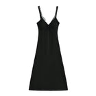 Long dress with bra pads lace trim and straps - BsBuy