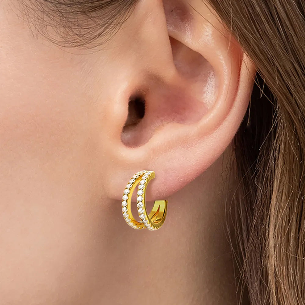 Moissanite 925 Sterling Silver C-Hoop Earrings - BsBuy