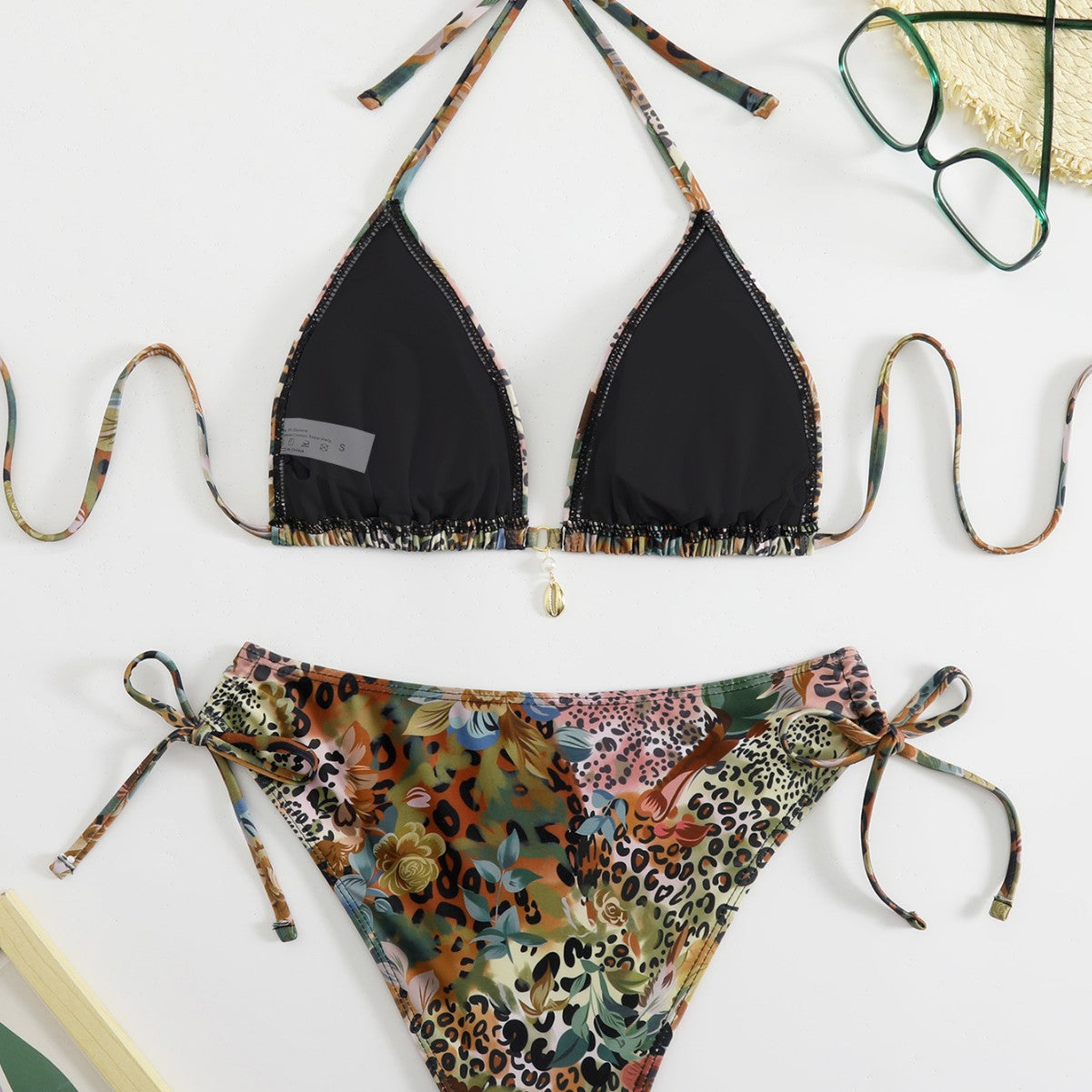 Double tie bikini split swimsuit - BsBuy