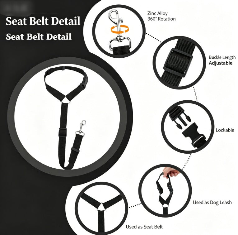 Pet Car Safety Belt & Dog Rear Seat Harness – Adjustable Nylon Lead - BsBuy