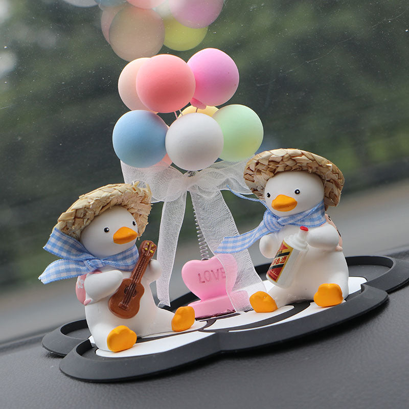Straw Hat Glasses Duck Car Ornaments Straw Hat Local Tyrant Duck Car Ornaments Creative Straw Hat Swing Duck Car Pendant - BsBuy