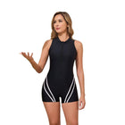 Swimsuit Women One-Piece Zipper Square Leg Fashion Sport Beach Swimwear - BsBuy